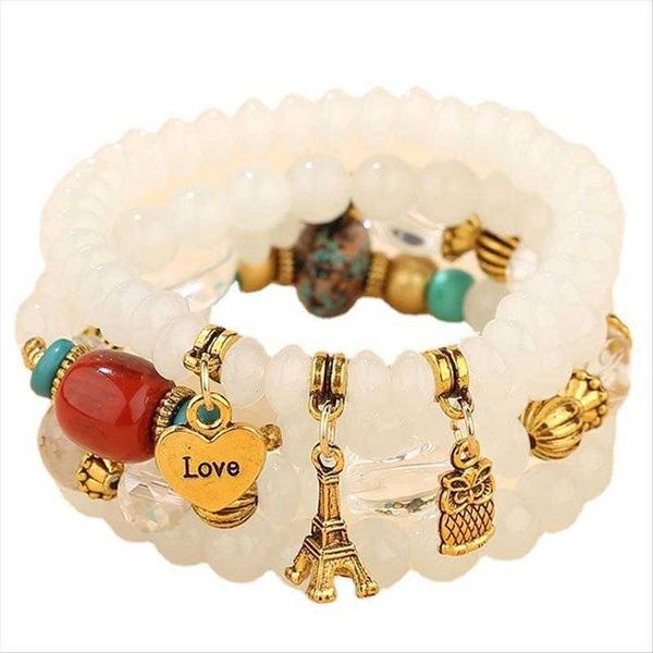 

trendy simple bracelets metal multi pendant candy beads multilayer fashion temperamental bracelet 0520, Golden;silver