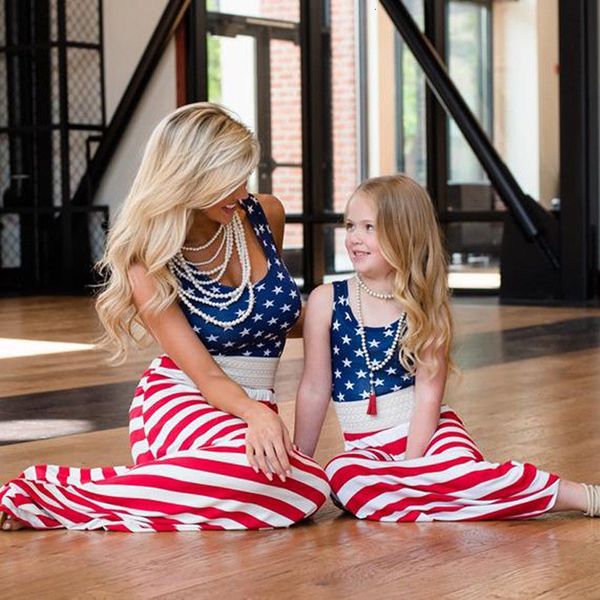 

family matching outfits mother and daughter dress summer clothes mommy me stripe sleeveless casual 29y 230512, Blue