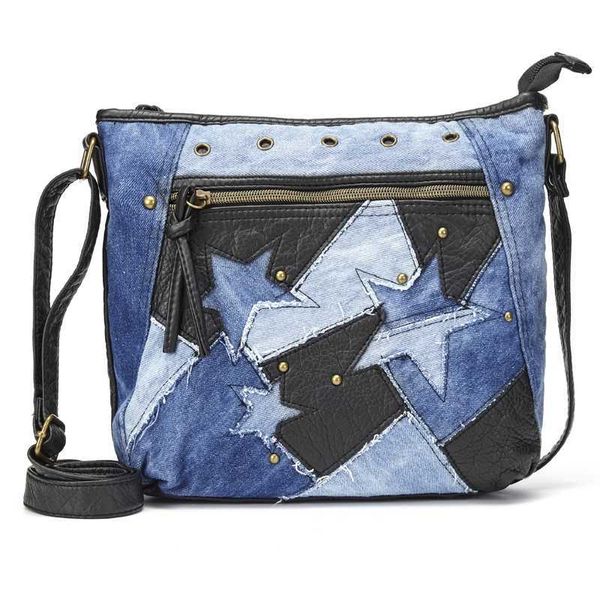 

adjustable leather messenger bag ladies fashion crossbody pu women designer handbag purse star shoulder patchwork totes