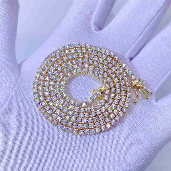 

pass diamond tester iced out vvs1 moissanite diamond d color 2mm 3mm 4mm 925 silver tennis chain necklace