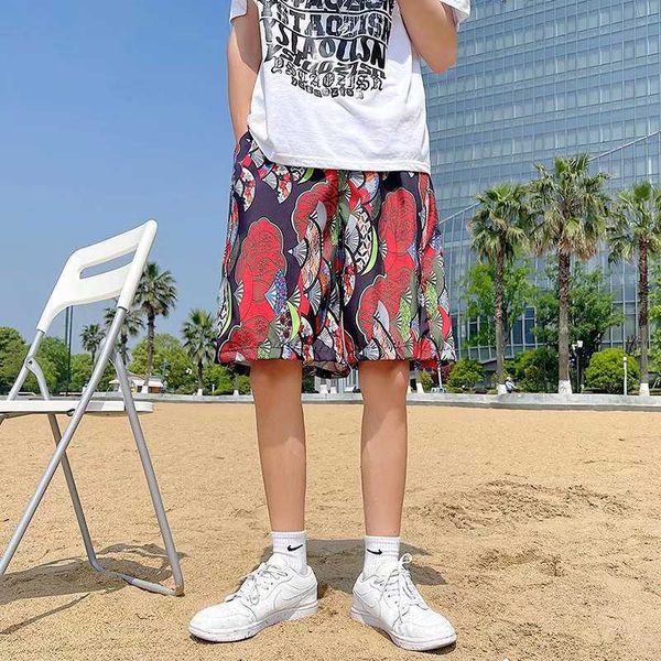 

men's clothing hawaiian seaside vacation style full of indian fashion shorts summer casual couple sports loose beach pants, White;black