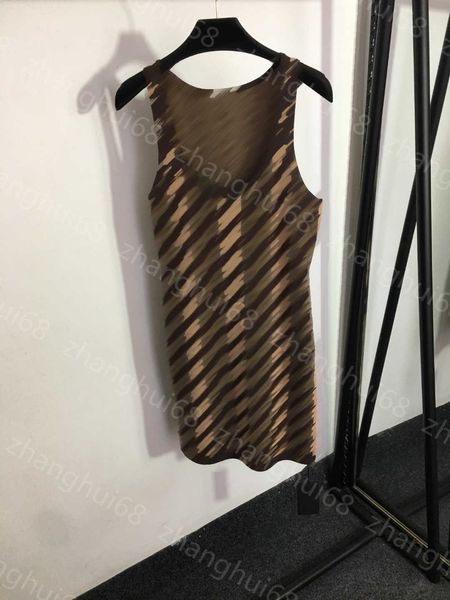 

23ss womens designer clothing summer dresses women dress double f letter patchwork color striped knitted vest dress womens clothing, Black;gray