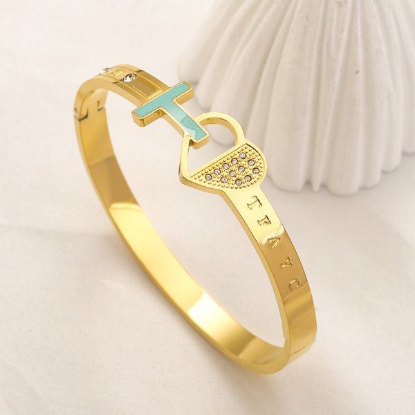 

luxury tiffan bangle new cuff bracelets 18k gold plated metal bracelet brand 2023 gifts heart bangle designed for women fashion love jewelry, Black