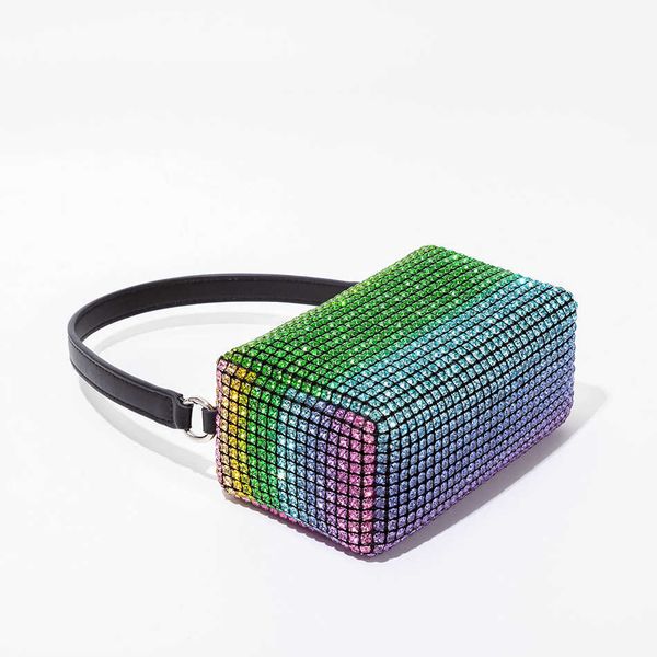 

shoulder bags gradient color diamond evening handbag new luxury shiny rhinestone small clutch purse ladies chain crossbody 230509
