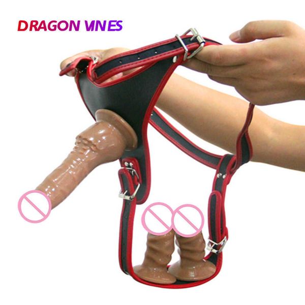 

strapon realistic double dildo women vagina anal plug strap on dildos penis harness belt panties toys for lesbian
