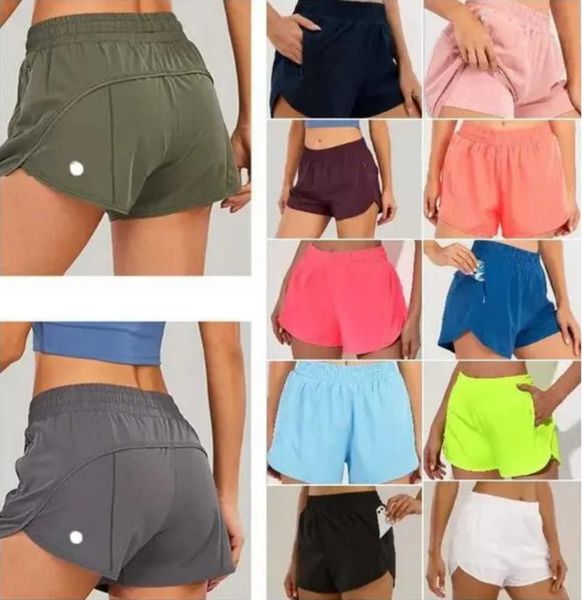 

lululemens yoga short pants brand womens yoga outfits high waist shorts fitness wear girls running elastic sportswear all breathable design, White;black