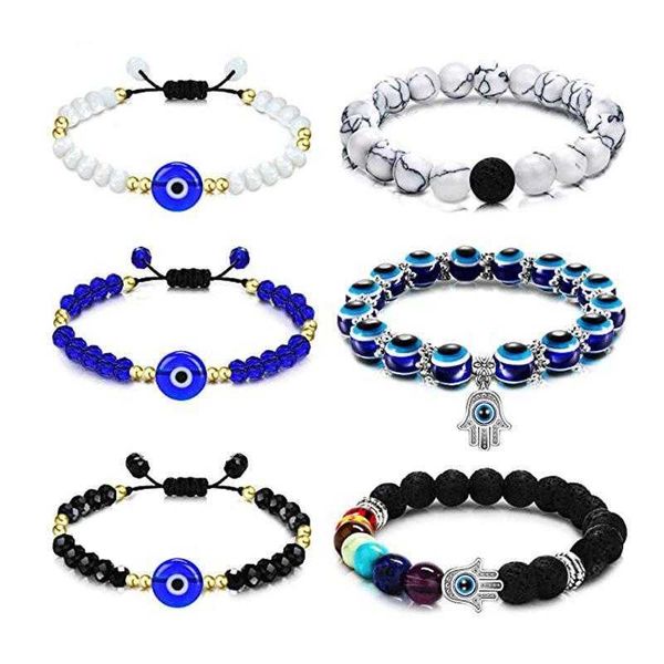 

hand woven evil eye blue beads lucky bracelet fatima, Golden;silver