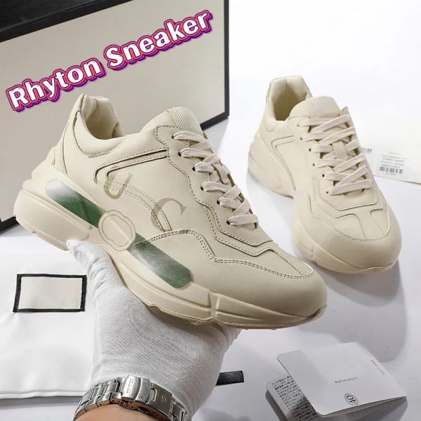 

Mens Womens Casual Shoes Designer Chunky Rhyton Leather Printed Sneaker Platform Old Daddy Luxury Vintage Logo Trainers Ladies Thick Bottom Strawberry Shoe, 08 mouth printed