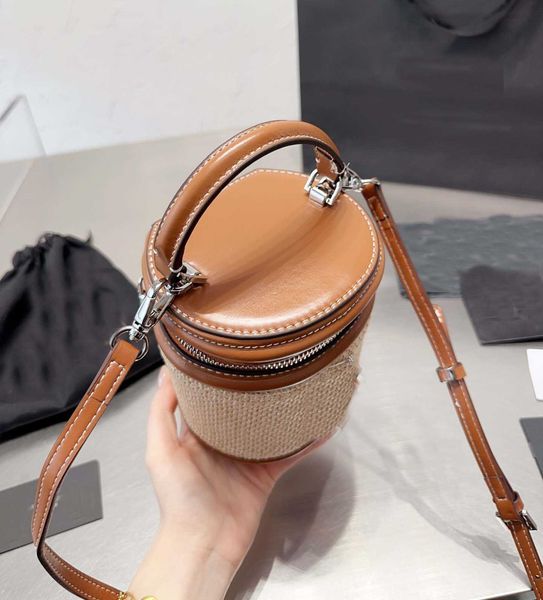 

luxury brand designer rice bucket bag straw hair wealthy letter y bag large capacity makeup case handbag slant shoulder wallets 230515