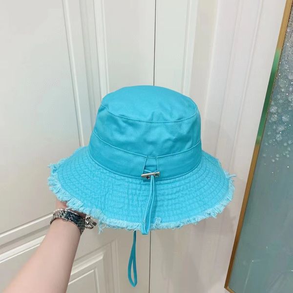 

2023 Women's barrel style new designer classic summer fisherman hat Le Bob artichoke bucket hat wide brim hat, Blue