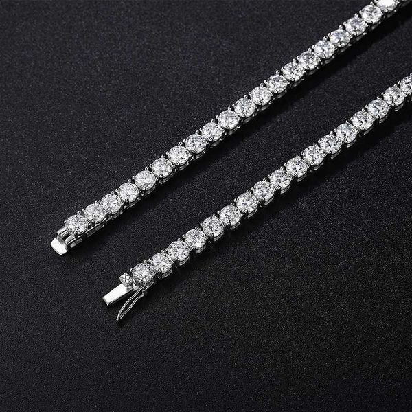 

new arrivals jewelry moissanite vvs diamond 925 gold plated tennis chain 1mm 2mm 3mm 4mm 5mm 6.5mm necklace, Silver