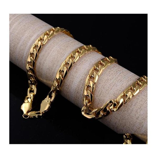 

chains fashion luxury jewerly 18k yellow gold cuban chain 10mm width necklace for women and men 60cm 236inch drop delivery jewelr1089474, Silver