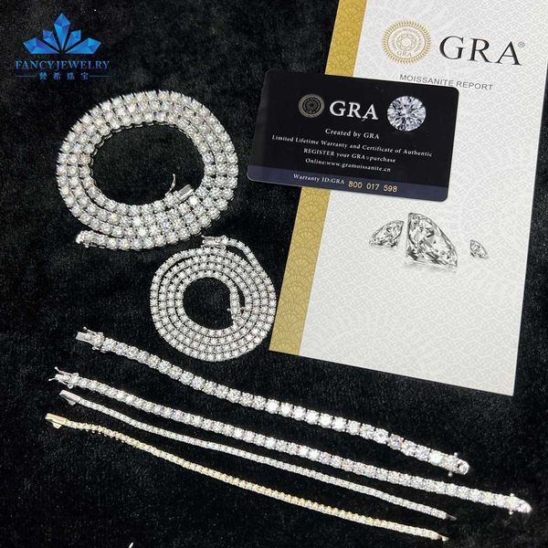 

fancy gems hip hop 925 silver tennis bracelet moissanite 2mm 3mm 4mm 5mm 6.5mm vvs moissanites diamond necklace tennis chain