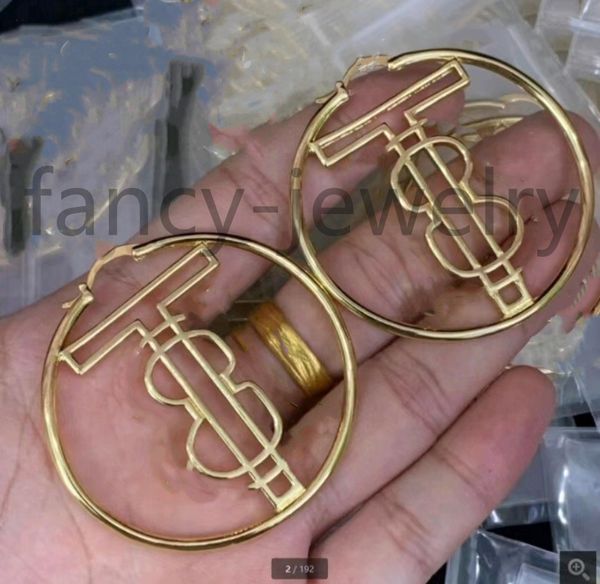 

2023 hoop earrings with letter f for lady women party wedding lovers gift engagement jewelry bride89, Golden;silver