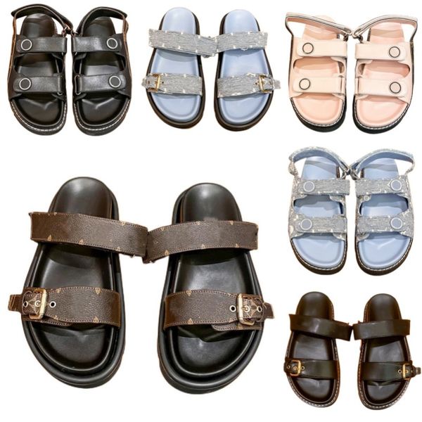 

new fashion slippers luxury designer shoes sandals letter printed beach shoes outdoor anti slip shoes retro genuine leather flat bottom cand, Black
