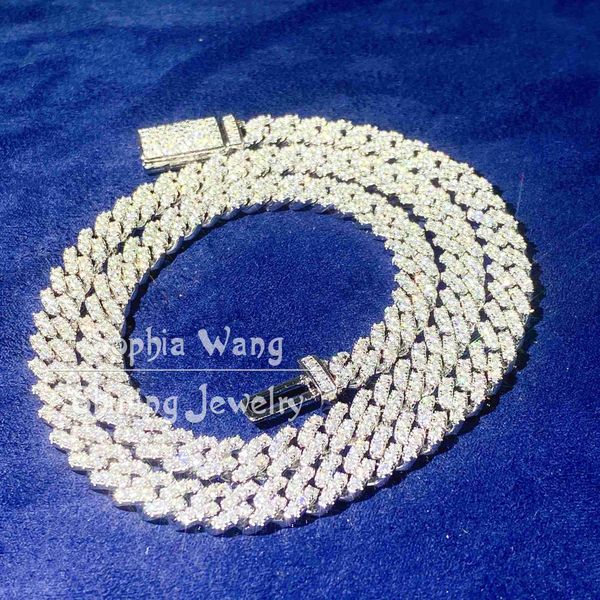 

fully wholesale iced pass diamond tester solid silver custom lock link 6mm moissanite hip hop cuban chain