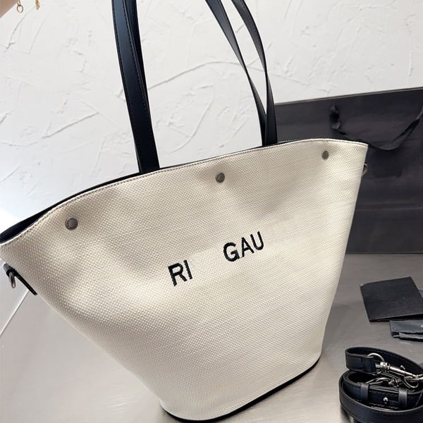 

woven shopping tote bag large capacity vegetable basket canvas leather women shoulder bags classic travel handbags hasp interior zipper pock