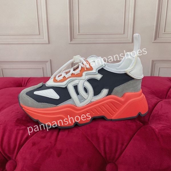 

2023brand womens men designer leather lace-up sneakers fashion lady flat running letters shoes platform sneaker, Black