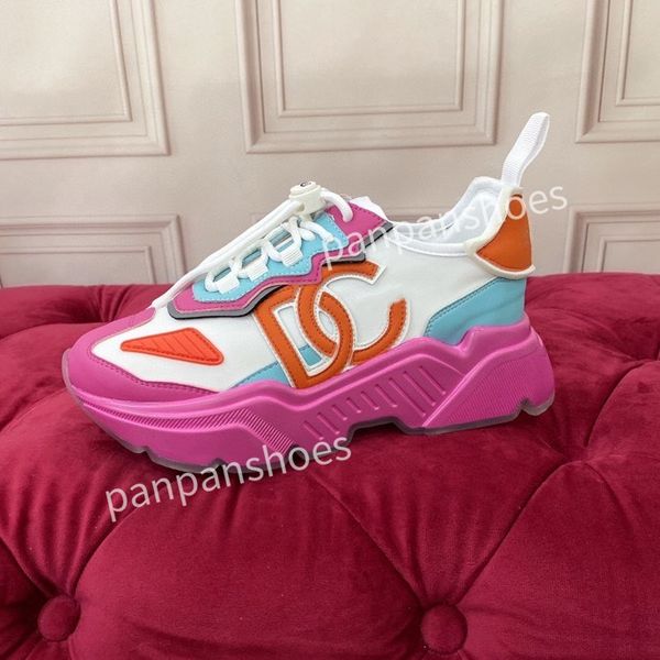 

2023new brand women men designer leather lace-up sneakers fashion lady flat running letters shoes platform sneaker, Black