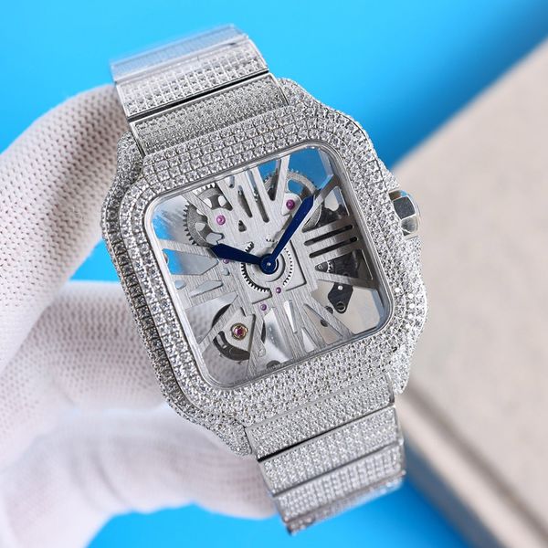 

diamond mens watch quartz movement watch 40mm luminous sapphire waterproof fashion business wristwatches montre de luxe, Slivery;brown