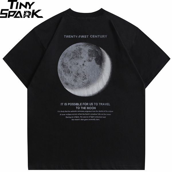 

mens tshirts men hip hop streetwear tshirt reflective moon graphic t shirt harajuku cotton casual tshirt short sleeve tees summer 230512, White;black