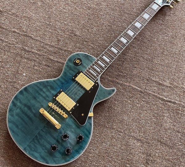 

blue lp electric guitar peach blossom heart body neck rose wood fingerboard