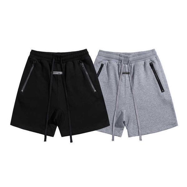 

9l5e 2023 men's and women's fashion shorts high street brand ess zip pocket sports capris, White;black