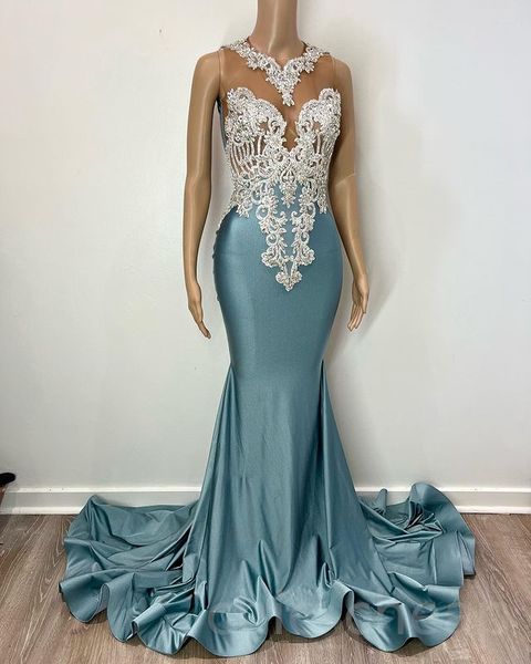 

2023 may aso ebi mermaid lace prom dress beaded satin evening formal party second reception birthday engagement gowns dress robe de soiree z, Black