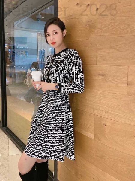 

party dresses luxuriousm rand dresswomen's new autumn winter rty dinner printed metal uckle dress ladies assic designer spring fashion, White;black
