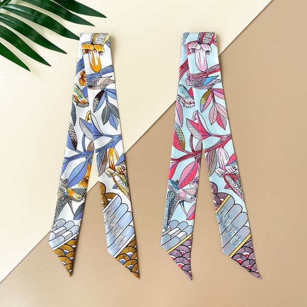 

tree song h home silk scarf tie wrap handle 18  twill silk twill ribbon small long all-matching summer, Blue;gray