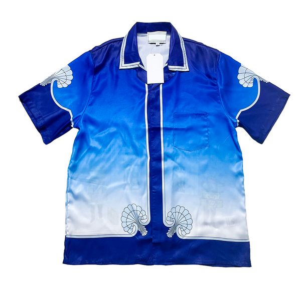

23ss beach silk men shirt tee europe usa hawaii summer premium quality casual cool hip hop short sleeve shorts sets tracksuit blue, Black;brown