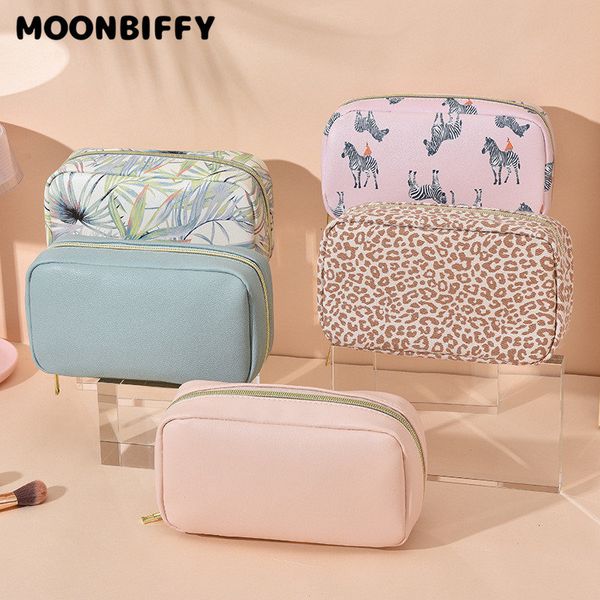 

cosmetic bags cases women makeup bag leopard zipper waterproof pu leather cosmetic bag female travel make up organizer beauty case 230515