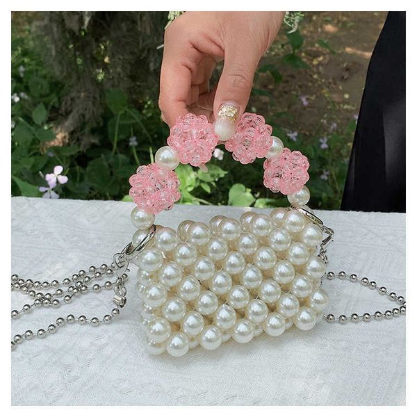 

evening bags versatile elegant pearls flowers chains woven handbags womens bag 2023 new fashion protable travel crossbody 230427
