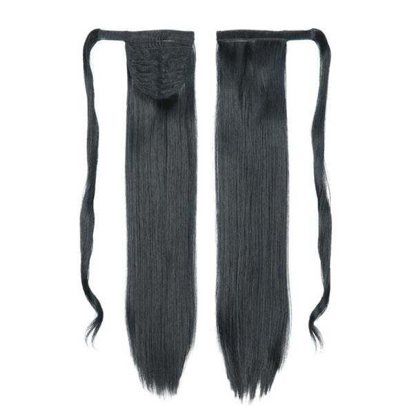 

ponytail extension hairpiece straight hair products synthetic for women girls pony tail volume hairs 60cm wrap around2330341, Black