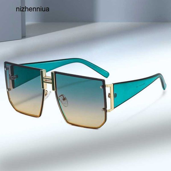 

hermm elegant sunglasses h family large frame sunglasses fashion men and women polygon thick leg ocean film show, White;black