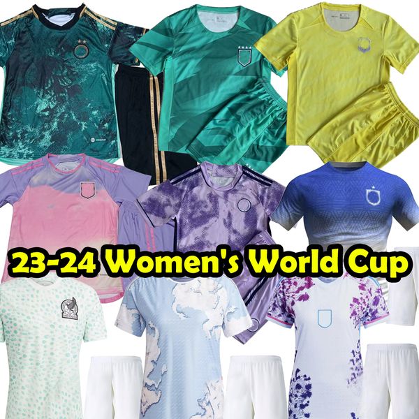 

2023 2024 women's world cup kids soccer jerseys england mexico belgiums hollands spain swedens aaronson toone kids football kit, Black;yellow