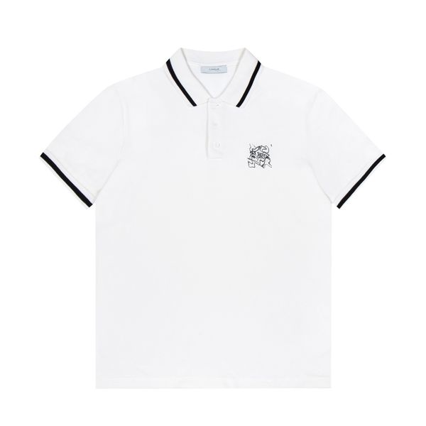 

2023 mens designer polos embroidery clothing men fabric letter polo t-shirt collar casual t-shirt tee shirt, White;black