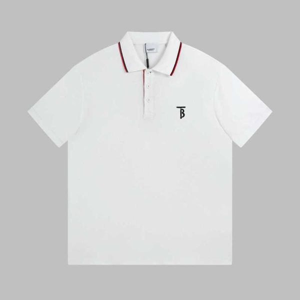 

23ss men polo shirt tb embroidery tee burbe designer t shirt lapel pullover sweatshirt mens cotton short sleeve tshirt casual man oversize t, White;black