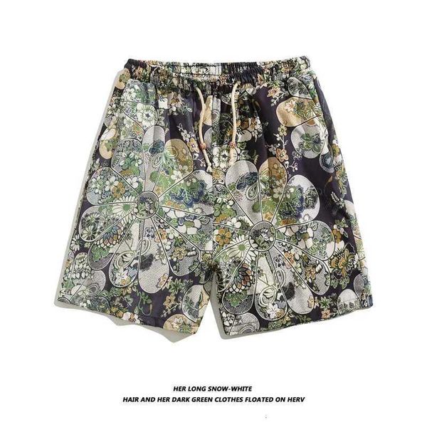 

men's clothing casual shorts worn by the seaside for summer ins floral beach pants couples trendy loose fitting sports capris, White;black