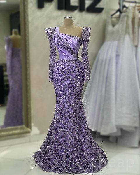 

Aso Ebi 2023 Arabic Lavender Mermaid Prom Dress Crystals Sequined Lace Evening Formal Party Second Reception Birthday Engagement Gowns Dresses Robe de Soiree SH046, Fuchsia