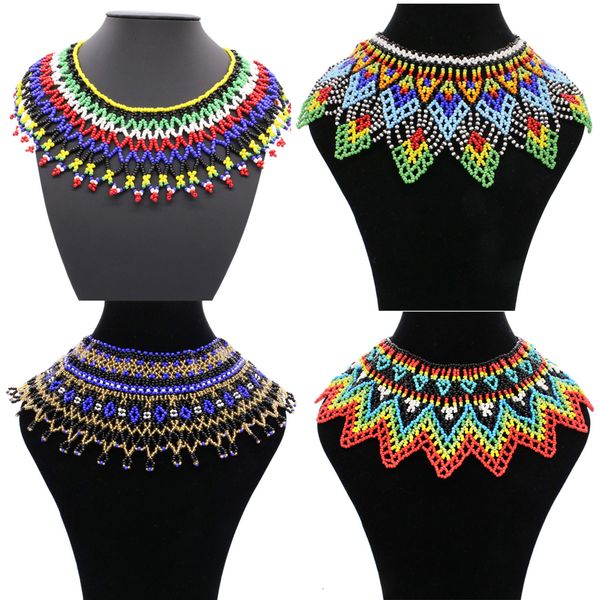 

pendant necklaces african tribal ethnic colorful bead necklace bohemia indian bride bib necklace egypt nigeria statement necklace jewelry 23, Silver