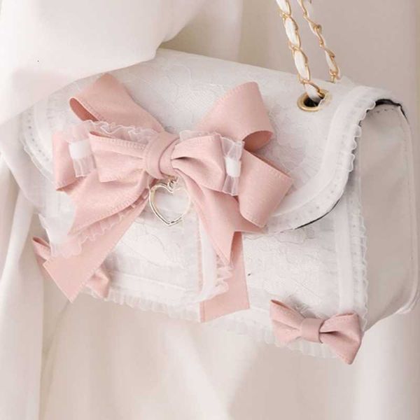 

lolita lace new girl trend bow pearl 2023 kawaii shoulder mbti bag purse for jk japan style gentle female designer crossbody