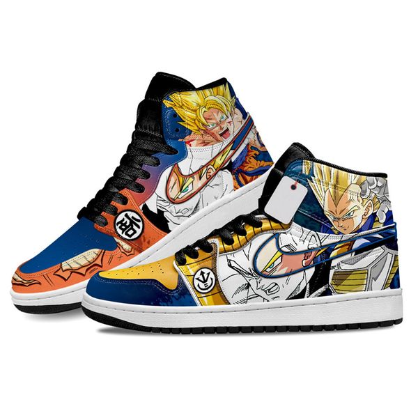 

fashion dress shoes men women vegeta and goku super saiyan db anime sneakers high rubber graffiti leather designer custom animes running tr, Black