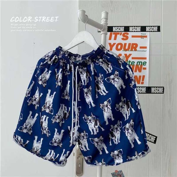 

men's clothing hawaiian seaside vacation floral shorts for five point casual couple summer quick drying loose fitting beach pants, White;black