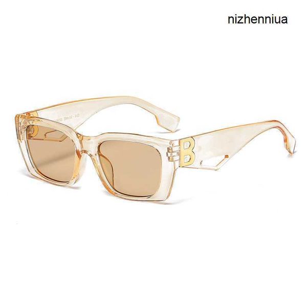 

hermm elegant sunglasses 2023 new personalized letter b accessories square small frame hollow sunglasses 54f8, White;black