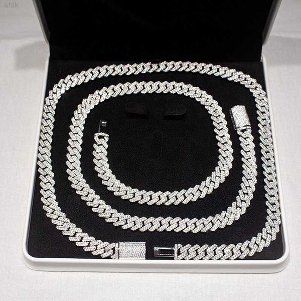 

15mm hip hop jewelry men vvs moissanite iced out cuban chain, Silver