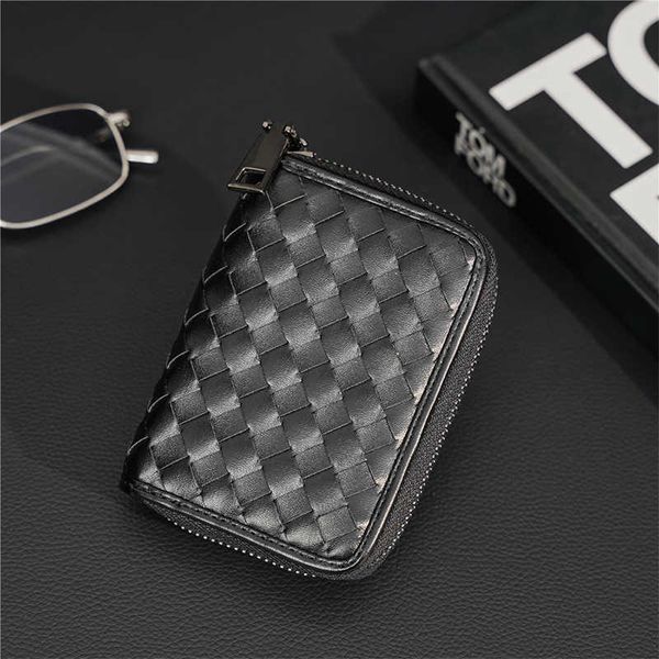 

2023 new handmade woven card bag casual fashion small wallet zero wallet multi card bag zipper small bag 230515, Red;black
