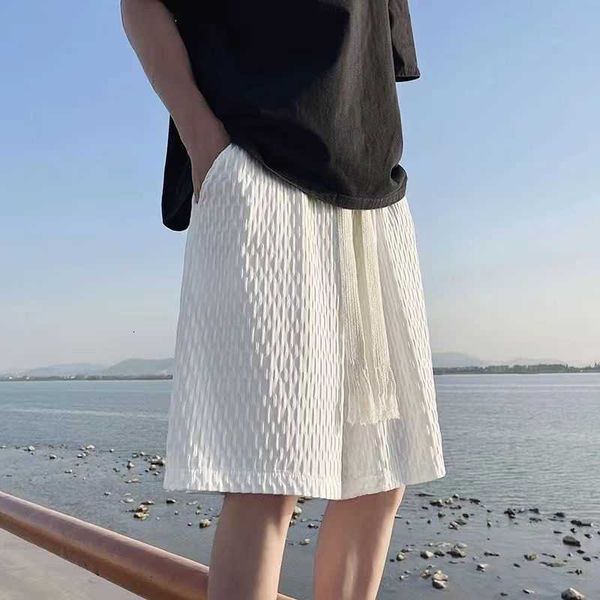 

men's clothing ice silk shorts for outerwear summer thin casual five point pants trendy brand quick drying beach sports, White;black