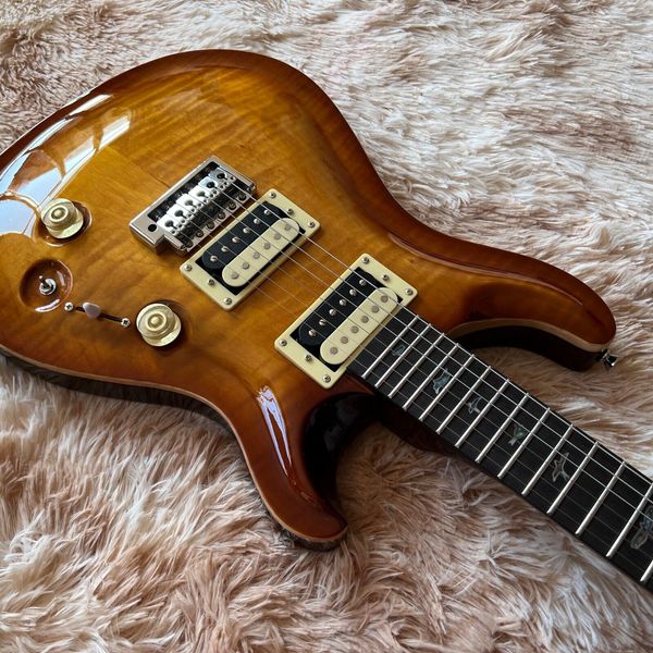 

electric guitar one piece neck and body mahogany solid maple tremolo
