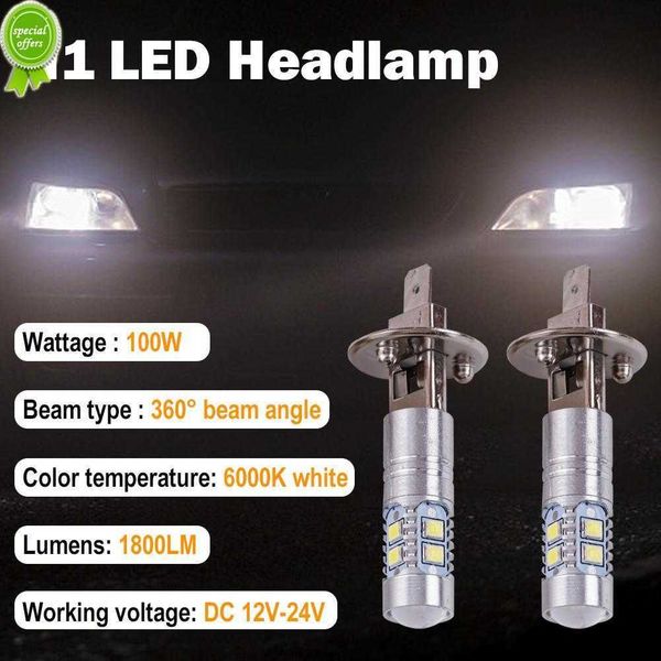 

new 2pcs h1 led headlamp bulb 6000k 100w high low beam bulbs driving truck fog auto light suv headlamp white car q6p5